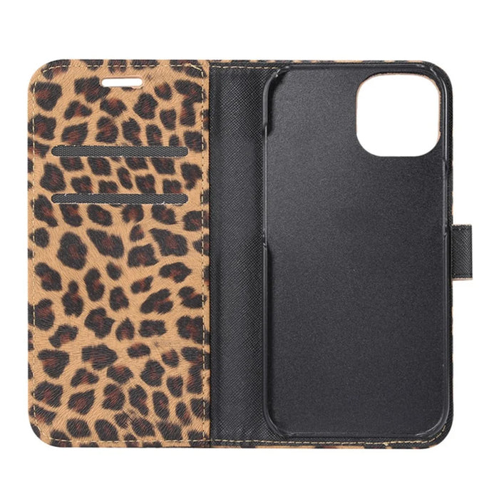 Leopard Pattern Leather Cover for iPhone 12 Pro/12 - Brown - 5