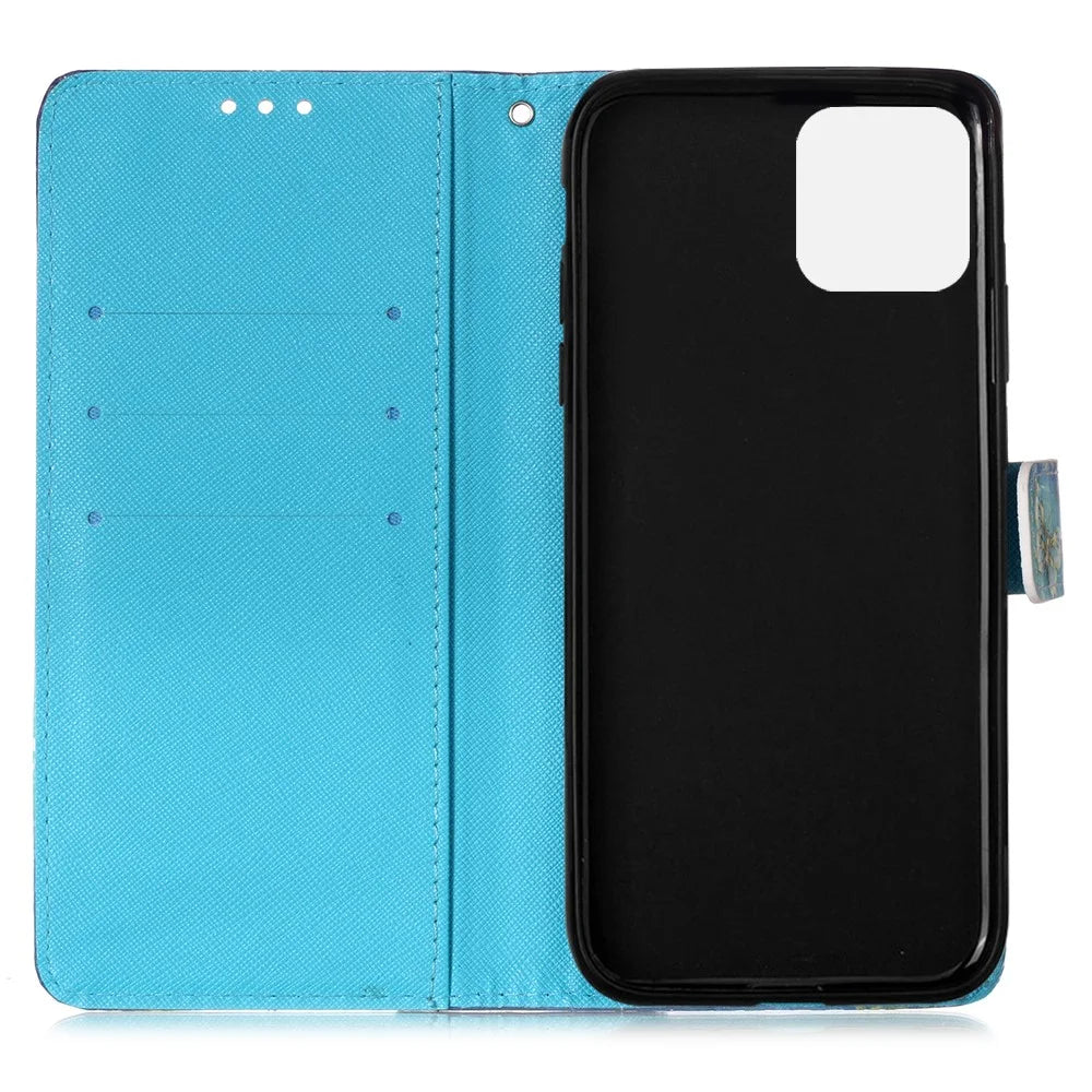 Pattern Printing PU Leather Cover Wallet Cell Phone Case with Strap for iPhone 12 Pro/12 - Dream Catcher - 4