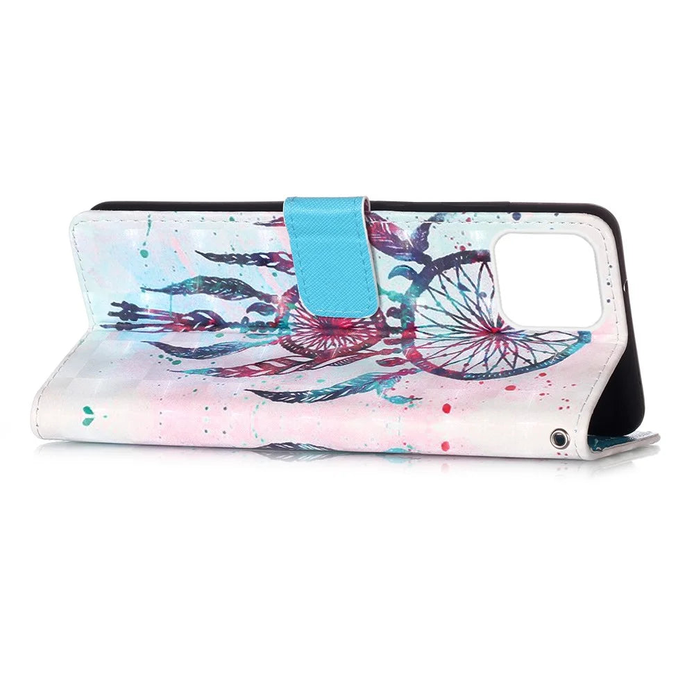 Pattern Printing PU Leather Cover Wallet Cell Phone Case with Strap for iPhone 12 Pro/12 - Dream Catcher - 5