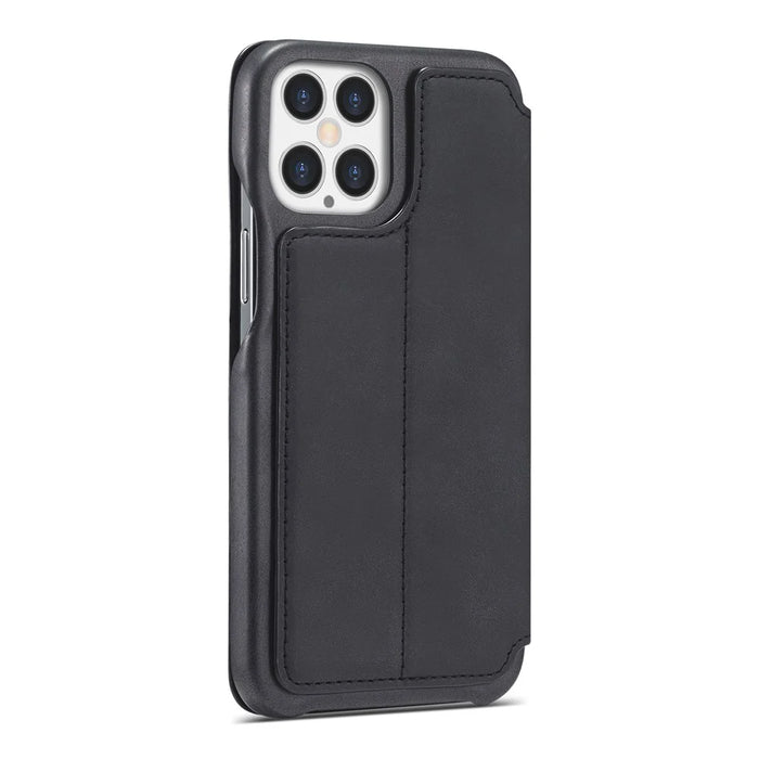 LC.IMEEKE Retro Style Protector Stand Leather Case with Card Holder for iPhone 12 Pro Max 6.7 inch - Black - 3