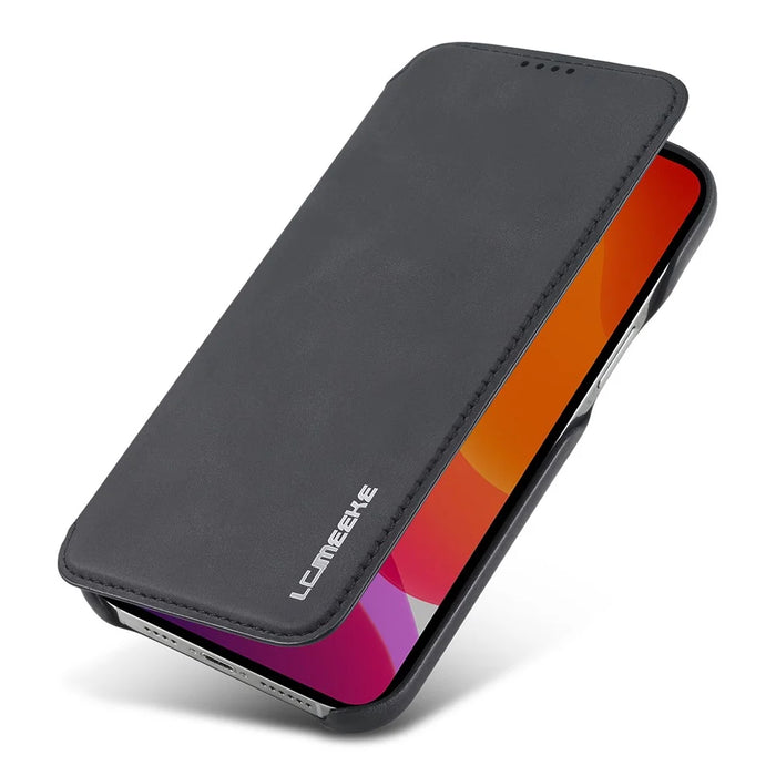 LC.IMEEKE Retro Style Protector Stand Leather Case with Card Holder for iPhone 12 Pro Max 6.7 inch - Black - 5