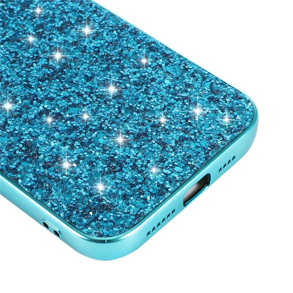 Glittering Sequins Plated TPU Frame + PC Hybrid Shell Case for iPhone 12 Pro Max 6.7-inch - Blue - 5