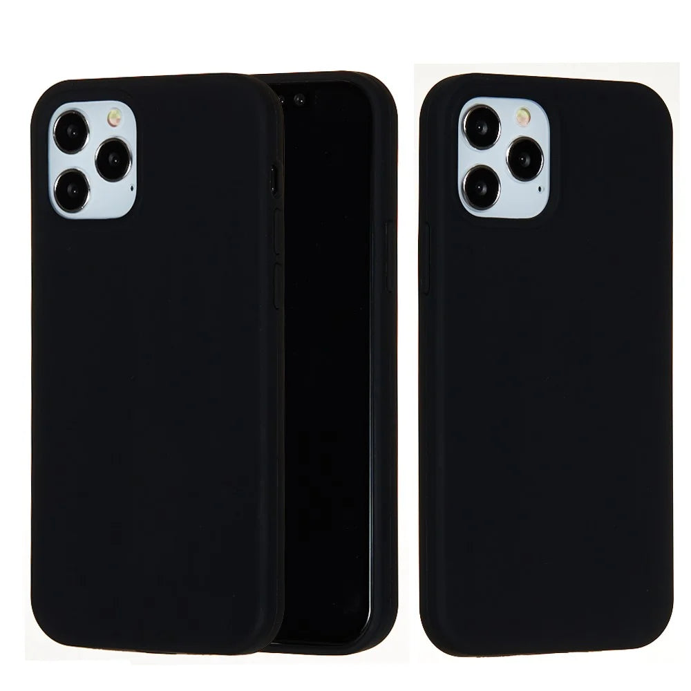 Soft Liquid Silicone Back Mobile Phone Case for iPhone 12 mini Colorful Phone Accessory - Black - 2