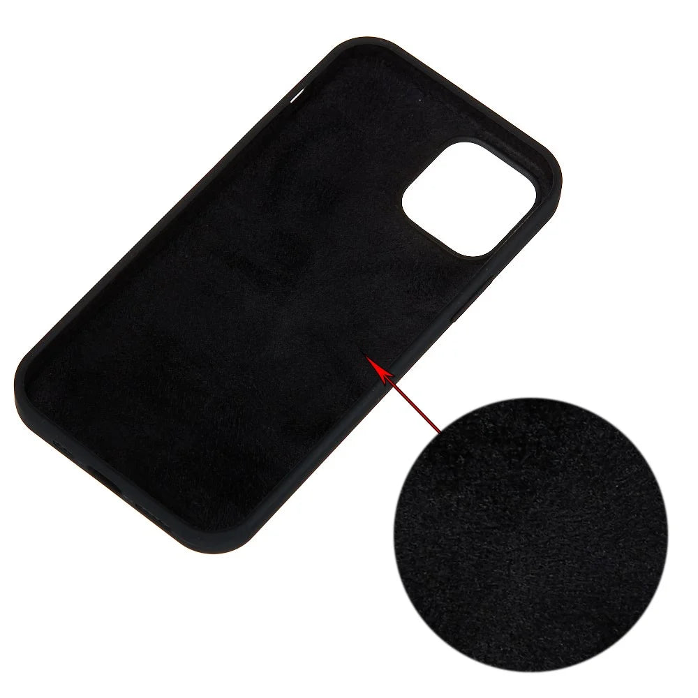 Soft Liquid Silicone Back Mobile Phone Case for iPhone 12 mini Colorful Phone Accessory - Black - 3