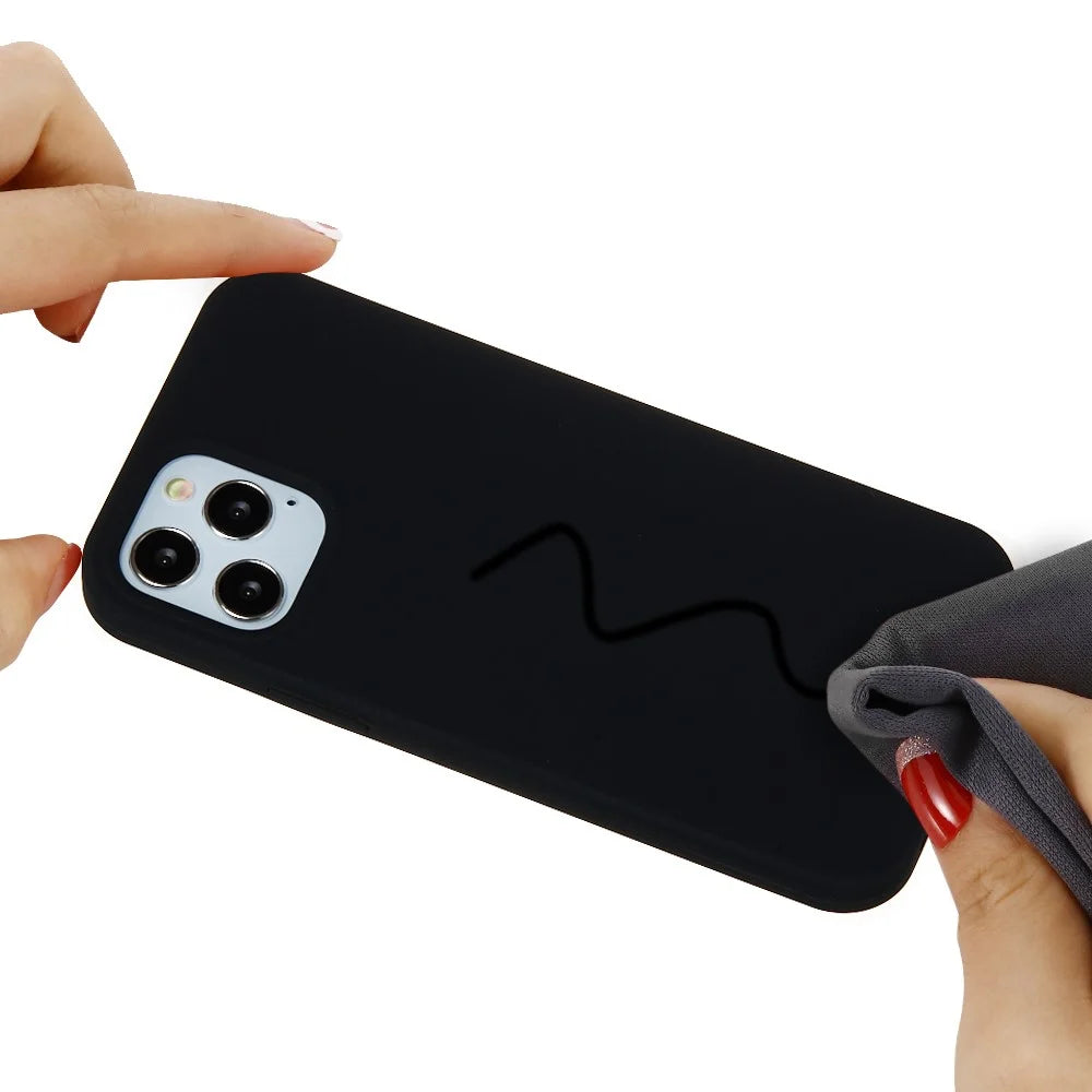 Soft Liquid Silicone Back Mobile Phone Case for iPhone 12 mini Colorful Phone Accessory - Black - 5