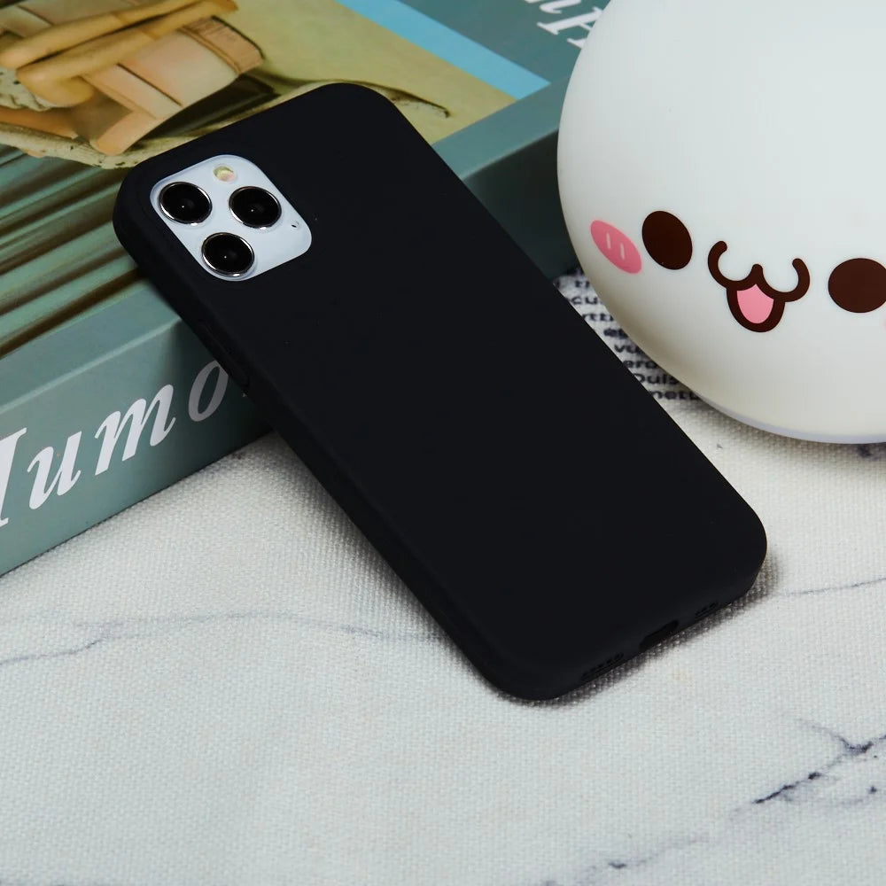 Soft Liquid Silicone Back Mobile Phone Case for iPhone 12 mini Colorful Phone Accessory - Black - 6