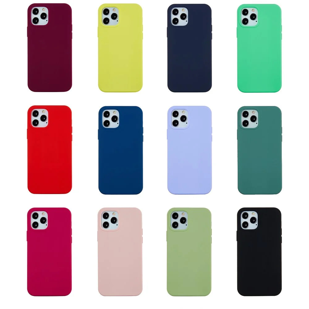 Soft Liquid Silicone Back Mobile Phone Case for iPhone 12 mini Colorful Phone Accessory - Black - 7