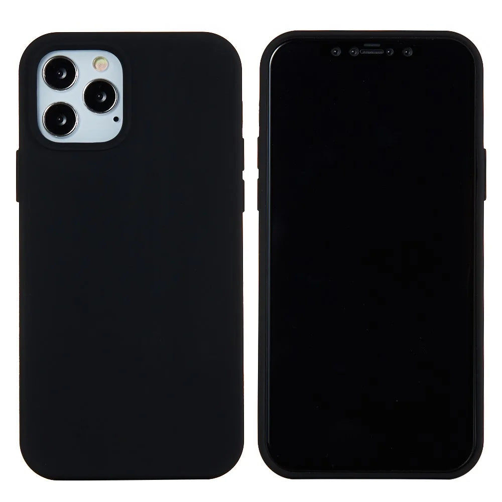 For iPhone 12 Pro/12 Soft Liquid Silicone Back Protective Cover Anti-scratch Anti-fingerprint Phone Case - Black - 1