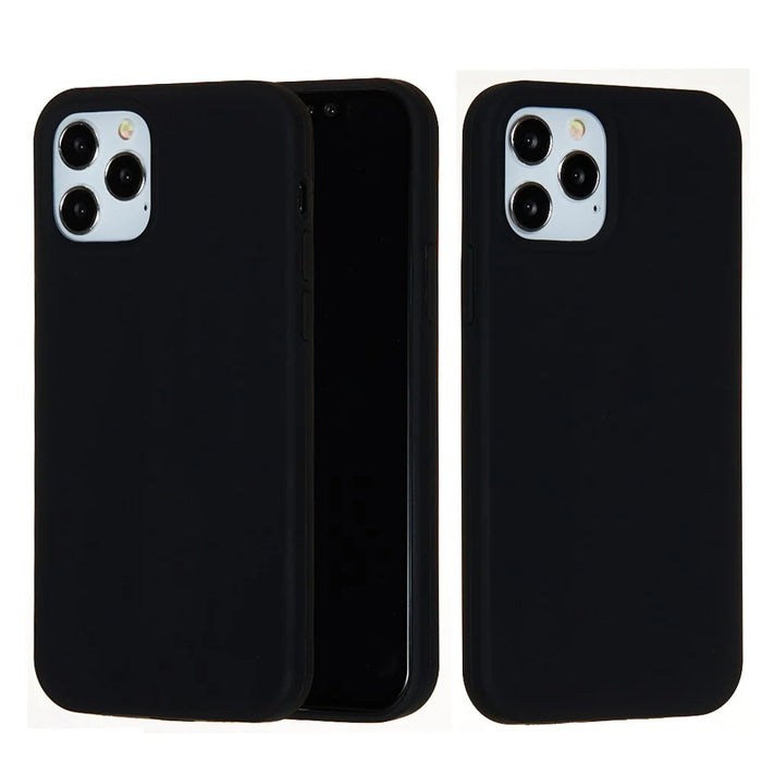 For iPhone 12 Pro/12 Soft Liquid Silicone Back Protective Cover Anti-scratch Anti-fingerprint Phone Case - Black - 2