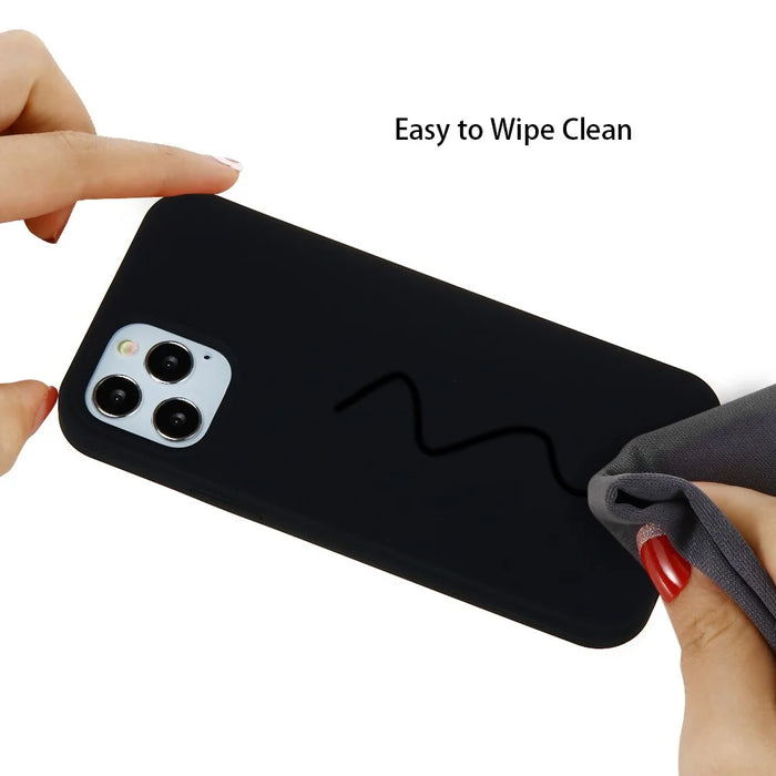 For iPhone 12 Pro/12 Soft Liquid Silicone Back Protective Cover Anti-scratch Anti-fingerprint Phone Case - Black - 5