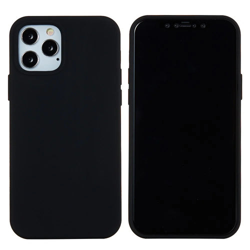 For iPhone 12 Pro Max 6.7 inch Liquid Silicone Soft Cell Phone Cover Smartphone Case - Black - 1