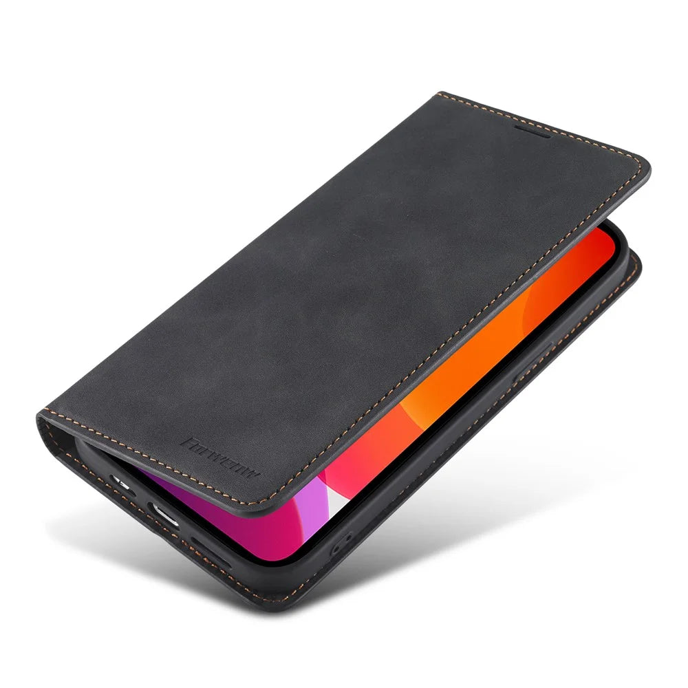 FORWENW Fantasy Series Leather Silky Touch Case for iPhone 12 Pro/12 - Black - 3