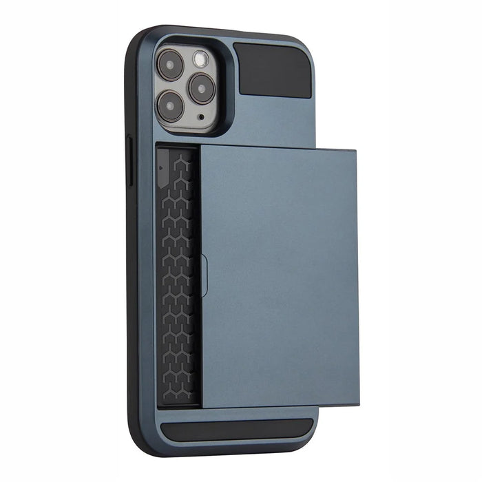 PC + TPU with Card Holder Shell for iPhone 12 Pro/12 - Dark Blue - 2