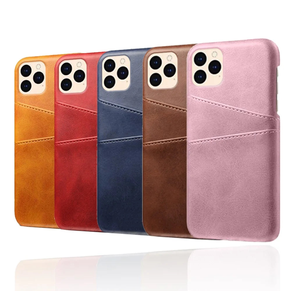 PU Leather Coated Plastic Case for iPhone 12 mini 5.4 inch, Double Card Slots Slim Protector Shell - Black - 7