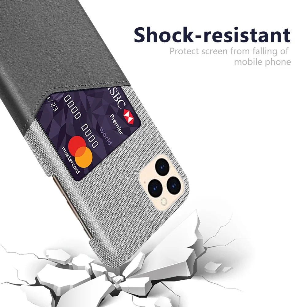 Cloth + PU Leather + PC Cover Cell Phone Case for iPhone 12 mini - Grey - 3