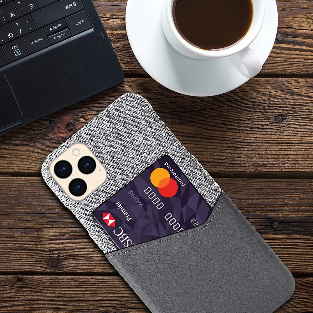 Cloth + PU Leather + PC Cover Cell Phone Case for iPhone 12 mini - Grey - 4