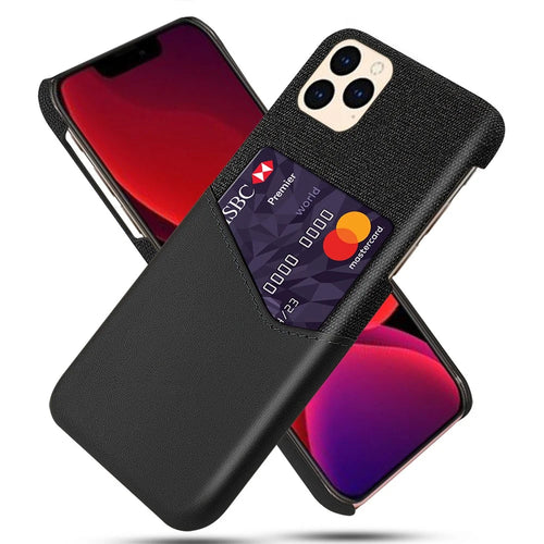 Cloth + PU Leather + PC with Card Slot Back Shell for iPhone 12 Pro Max 6.7 inch - Black - 1