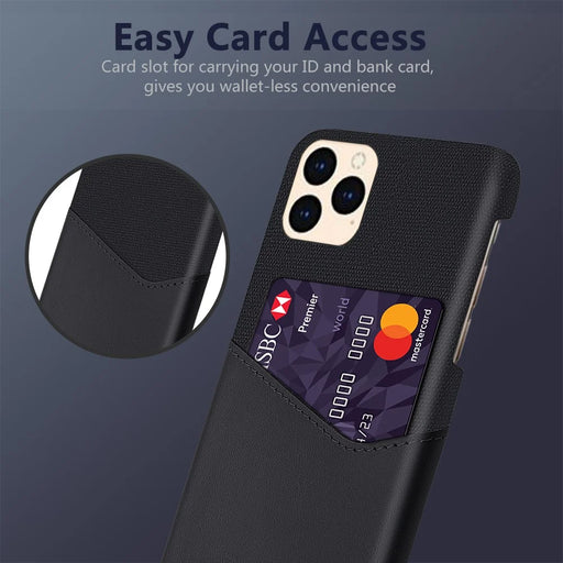 Cloth + PU Leather + PC with Card Slot Back Shell for iPhone 12 Pro Max 6.7 inch - Black - 2
