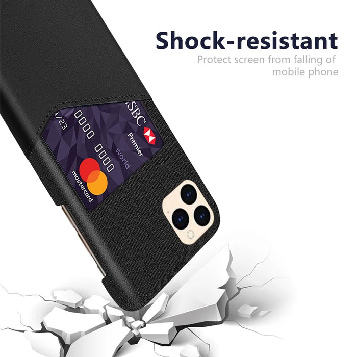 Cloth + PU Leather + PC with Card Slot Back Shell for iPhone 12 Pro Max 6.7 inch - Black - 3