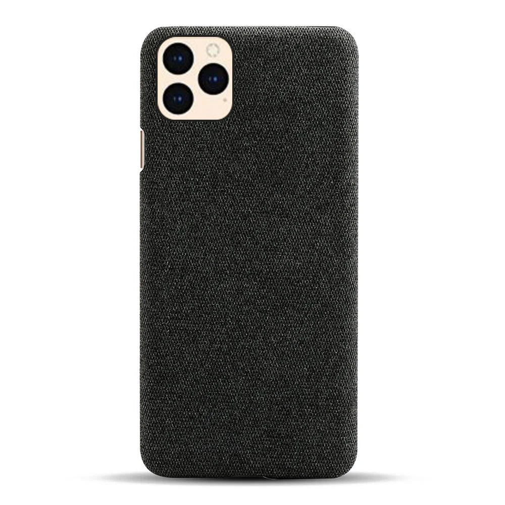 Cloth Texture Hard PC Case for iPhone 12 - Black - 1