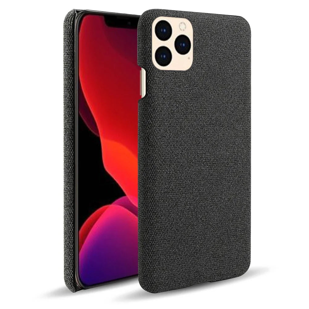 Cloth Texture Hard PC Case for iPhone 12 - Black - 2