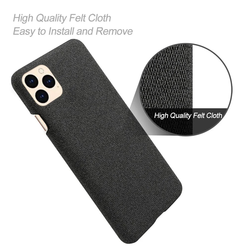 Cloth Texture Hard PC Case for iPhone 12 - Black - 4