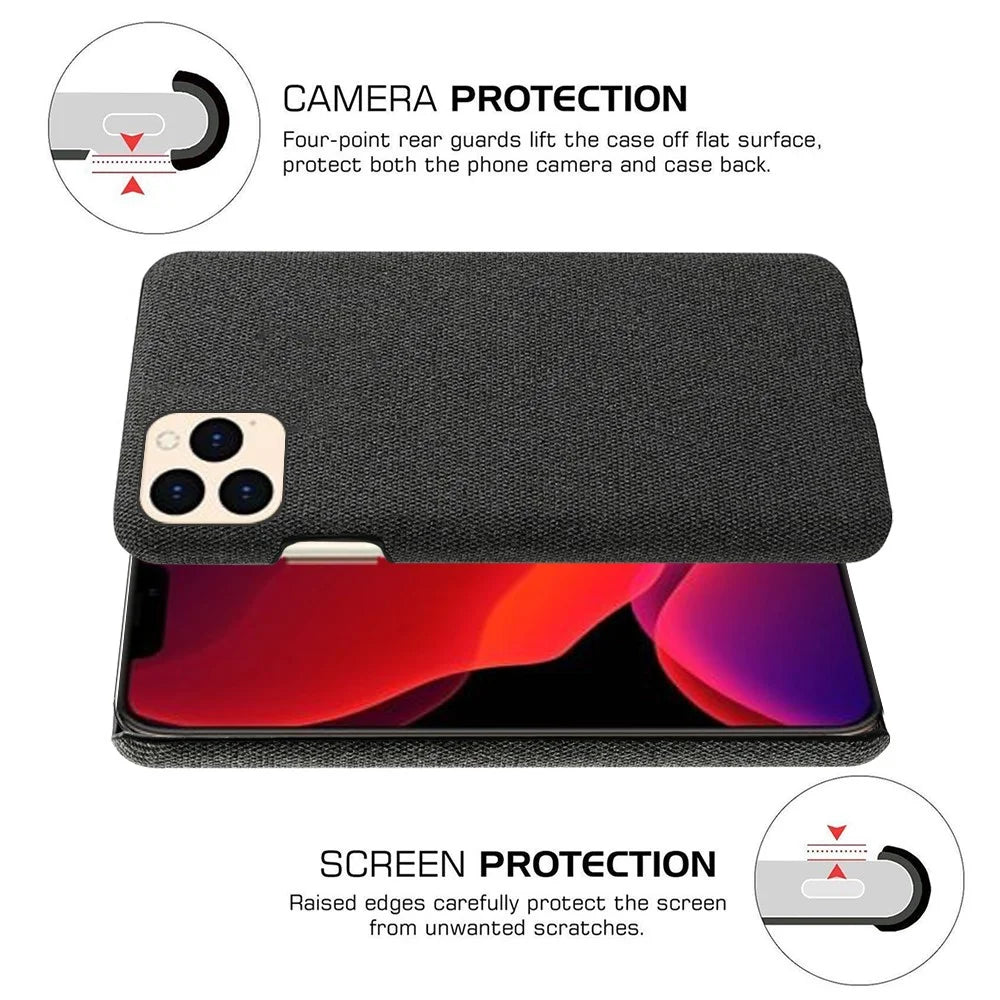 Cloth Texture Hard PC Case for iPhone 12 - Black - 5