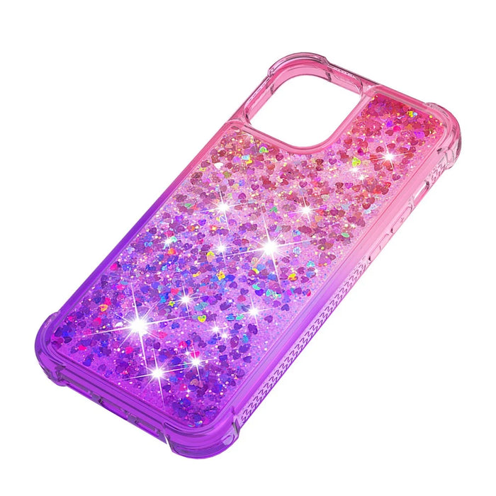 Shockproof Gradient Glitter Powder Quicksand TPU Back Shell for iPhone 12 Pro Max 6.7 inch - Rose / Purple - 6