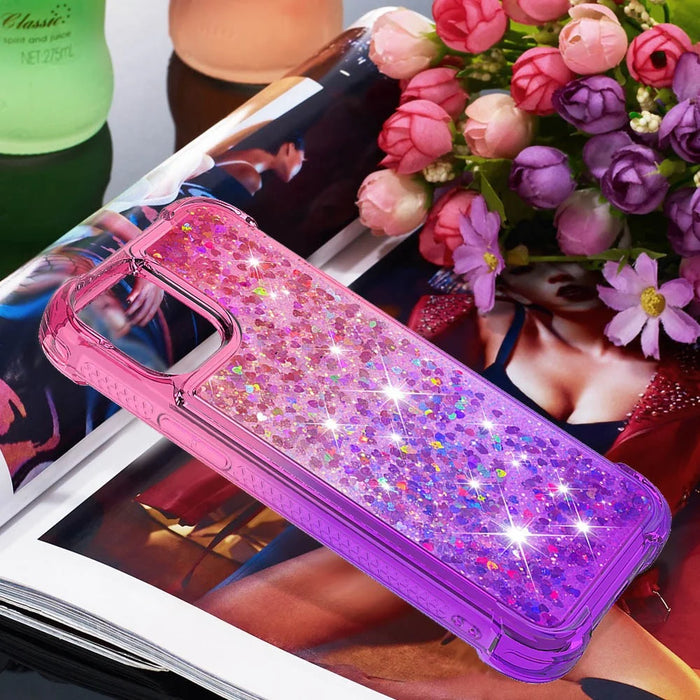 Shockproof Gradient Glitter Powder Quicksand TPU Back Shell for iPhone 12 Pro Max 6.7 inch - Rose / Purple - 7