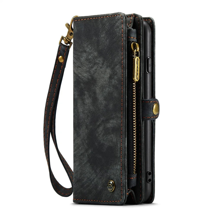 CASEME 008 Series PU Leather Magnetic Multi-function Zipper Wallet Detachable Stand Case for iPhone 12 mini 5.4 inch - Black - 2