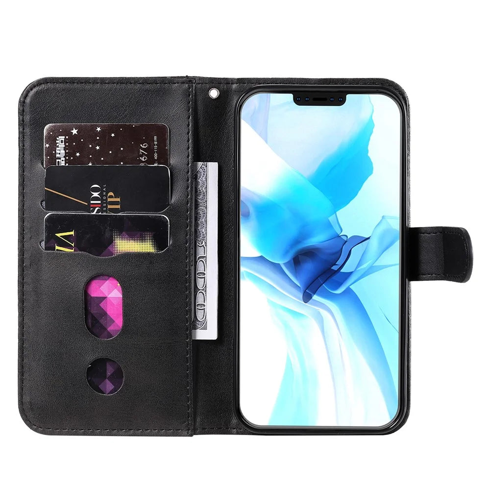 Zipper Pocket Leather Protector Wallet Stand Cover for iPhone 12 Pro/12 - Black - 4