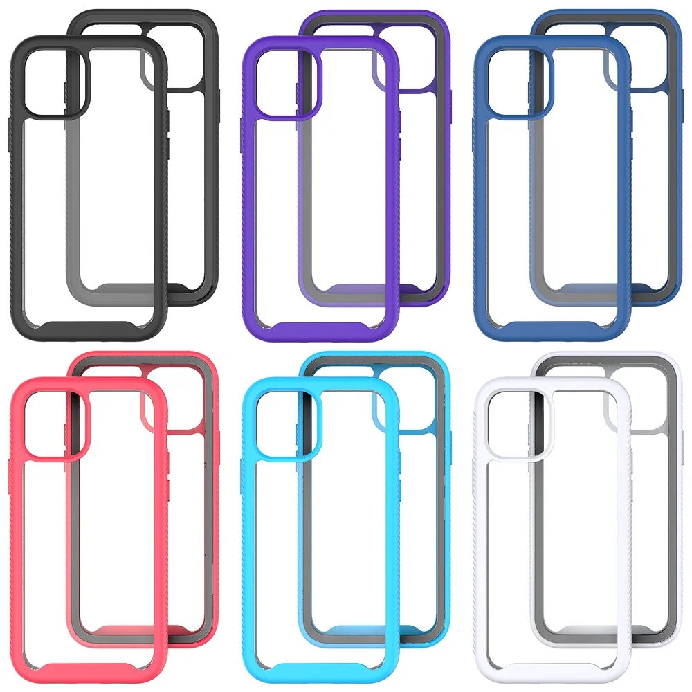 Shockproof PC + TPU Hybrid Phone Cover for iPhone 12 Pro/12 - Black - 7