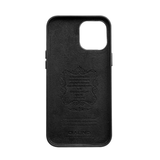 QIALINO Cowhide Leather Coated PC Case for iPhone 12 mini 5.4 inch, Anti-scratch Protective Phone Cover - Black - 2