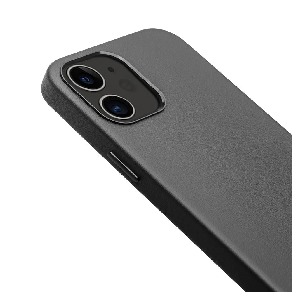 QIALINO Cowhide Leather Coated PC Case for iPhone 12 mini 5.4 inch, Anti-scratch Protective Phone Cover - Black - 4