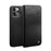 QIALINO For iPhone 12 Pro Max 6.7 inch Genuine Cowhide Leather Phone Case Wallet Stand Shockproof Protective Cover - Black - 1