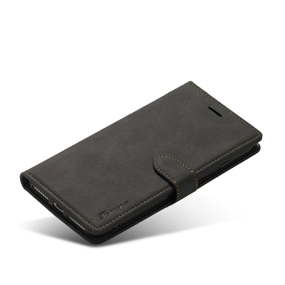 FORWENW F1 Series Leather Wallet Stand Cover Case for iPhone 7 / 8 / SE (2020)/SE (2022) - Black - 3