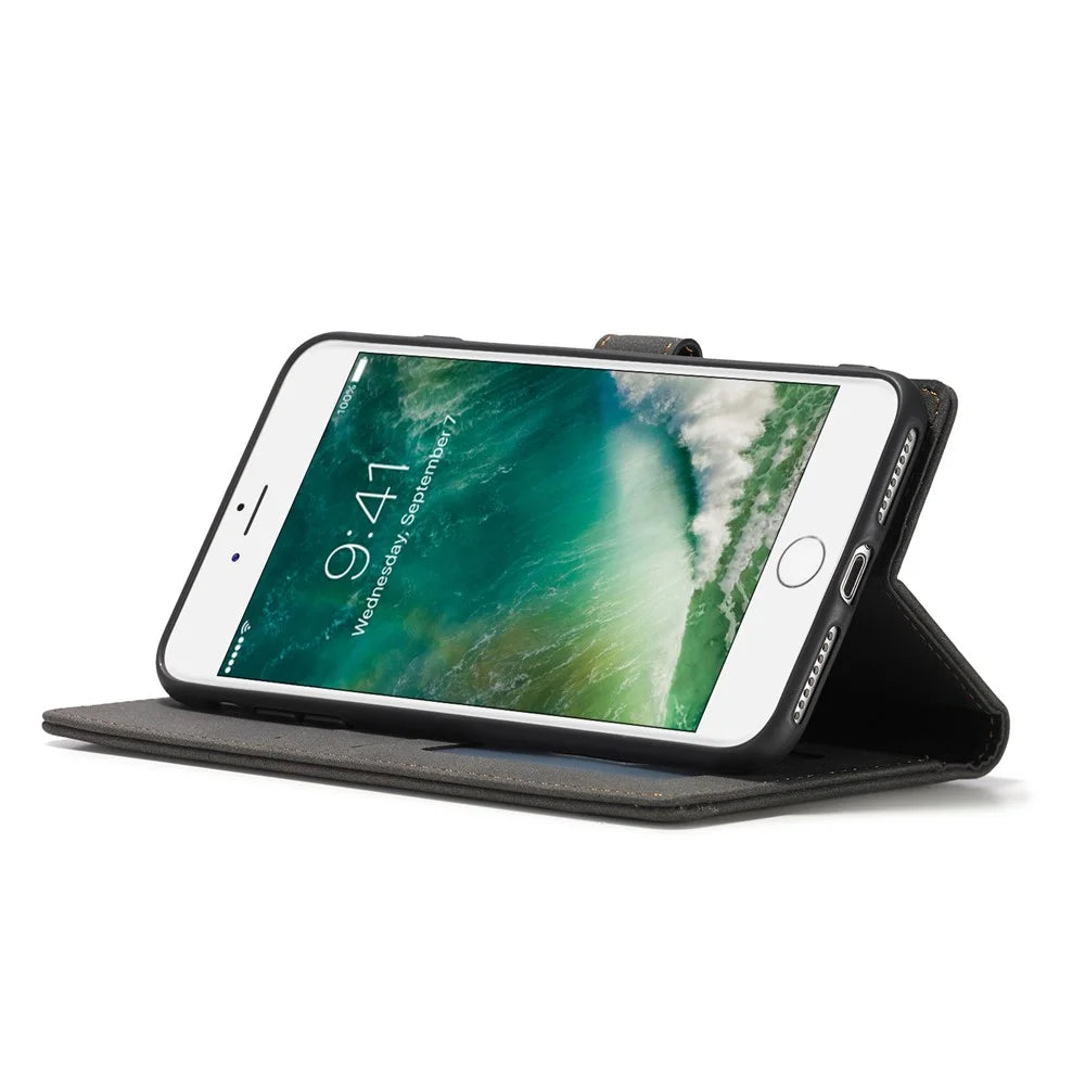 FORWENW F1 Series Leather Wallet Stand Cover Case for iPhone 7 / 8 / SE (2020)/SE (2022) - Black - 4