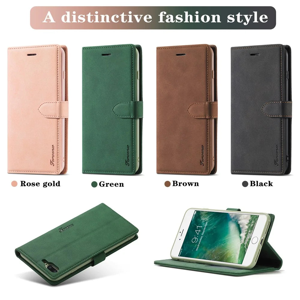 FORWENW F1 Series Leather Wallet Stand Cover Case for iPhone 7 / 8 / SE (2020)/SE (2022) - Black - 7