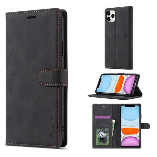 FORWENW F1 Series Leather Wallet Stand Cover Case for iPhone 11 Pro 5.8-inch - Black - 1