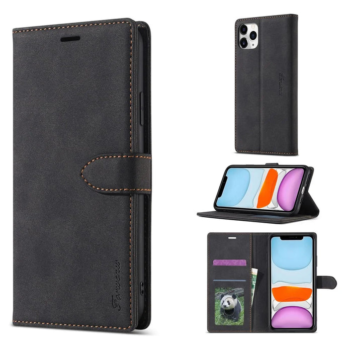 FORWENW F1 Series Leather Wallet Stand Cover Case for iPhone 11 Pro 5.8-inch - Black - 1