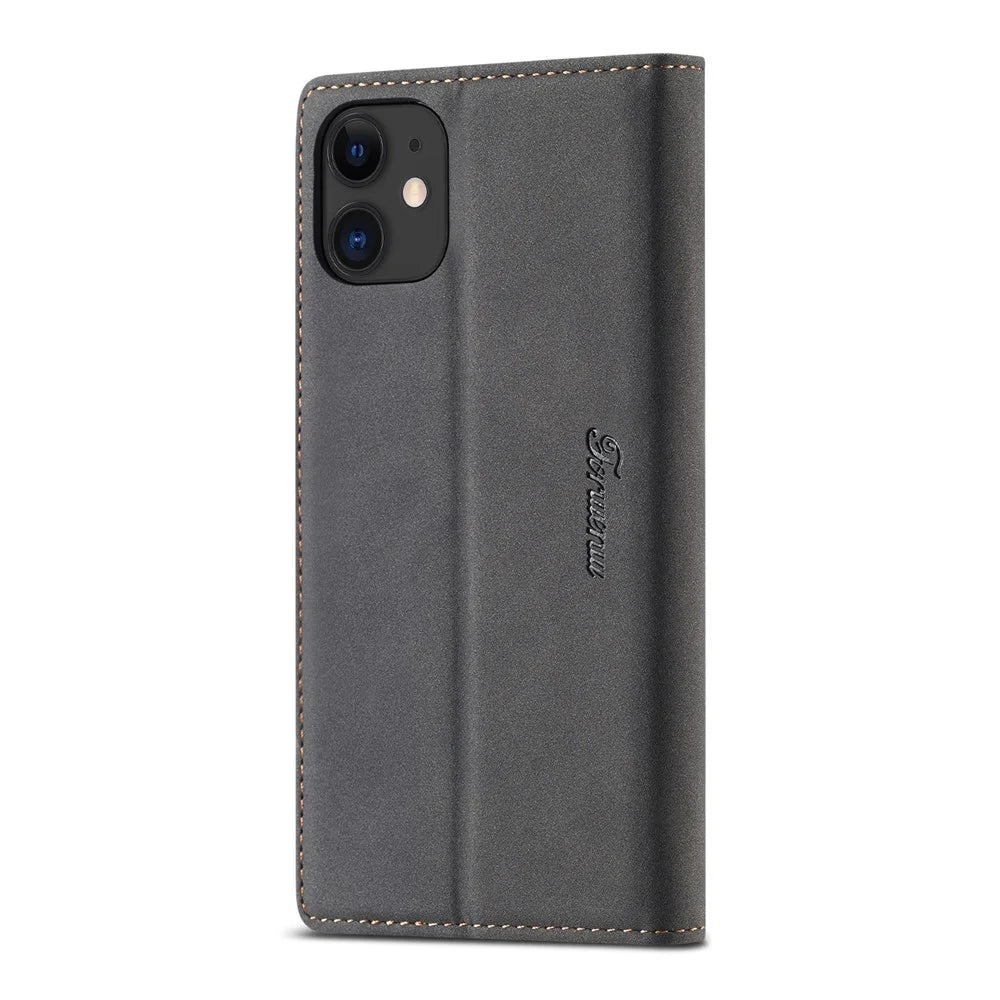 FORWENW F1 Series Leather Wallet Stand Cover Case for iPhone 11 6.1-inch - Black - 2