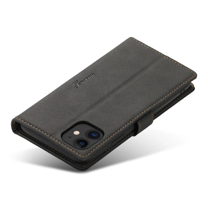 FORWENW F1 Series Leather Wallet Stand Cover Case for iPhone 11 6.1-inch - Black - 5