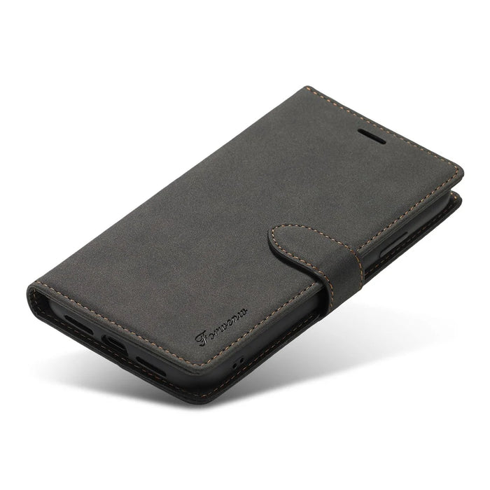FORWENW F1 Series Leather Wallet Stand Cover Case for iPhone 11 6.1-inch - Black - 6