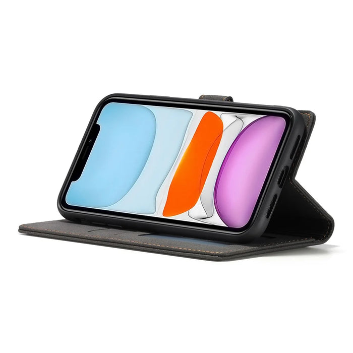 FORWENW F1 Series Leather Wallet Stand Cover Case for iPhone 11 6.1-inch - Black - 7