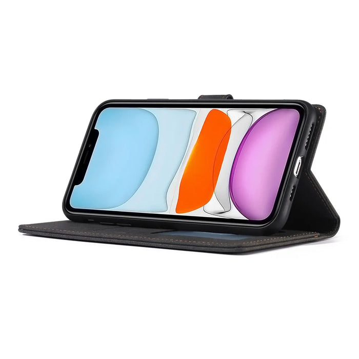 FORWENW F1 Series Leather Wallet Stand Cover Case for iPhone 12 mini 5.4 inch - Black - 7