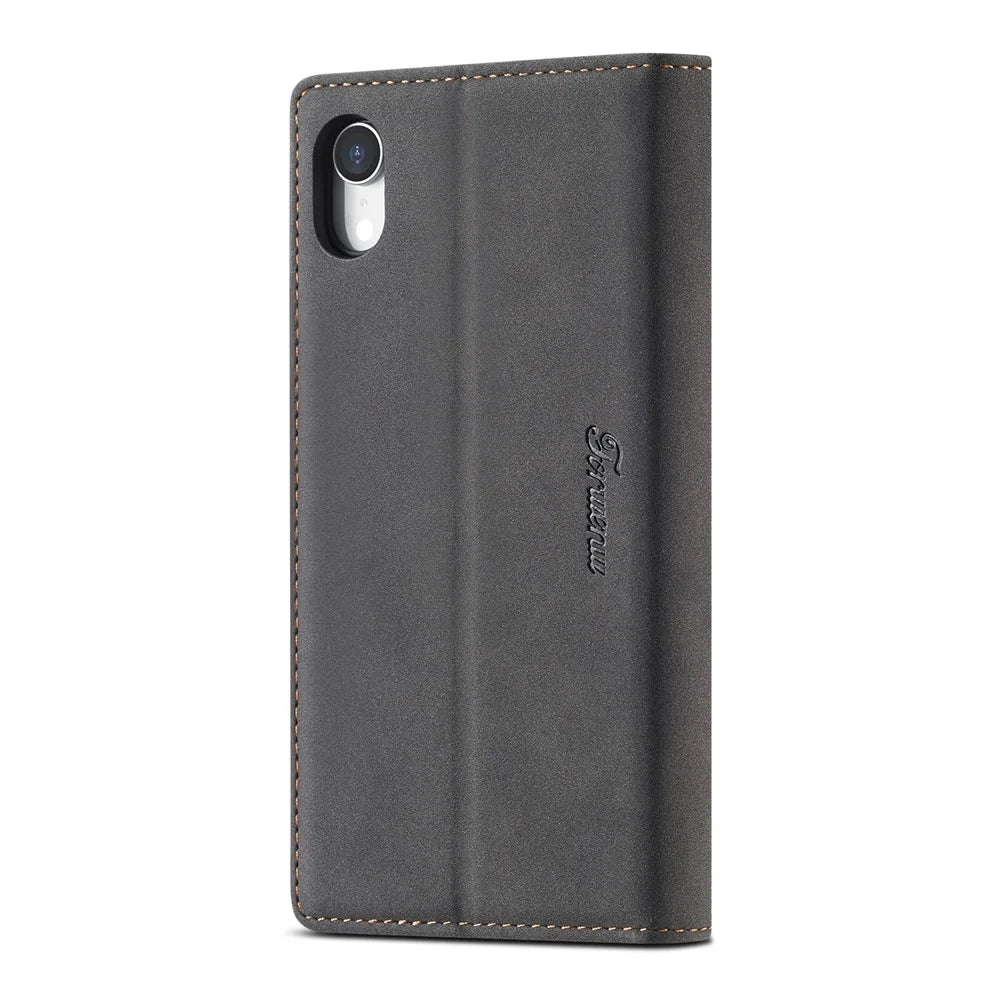 FORWENW F1 Series Case for iPhone XR 6.1 inch Leather Wallet Stand Cover - Black - 2