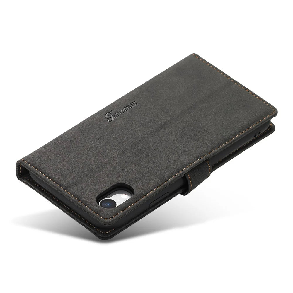 FORWENW F1 Series Case for iPhone XR 6.1 inch Leather Wallet Stand Cover - Black - 4
