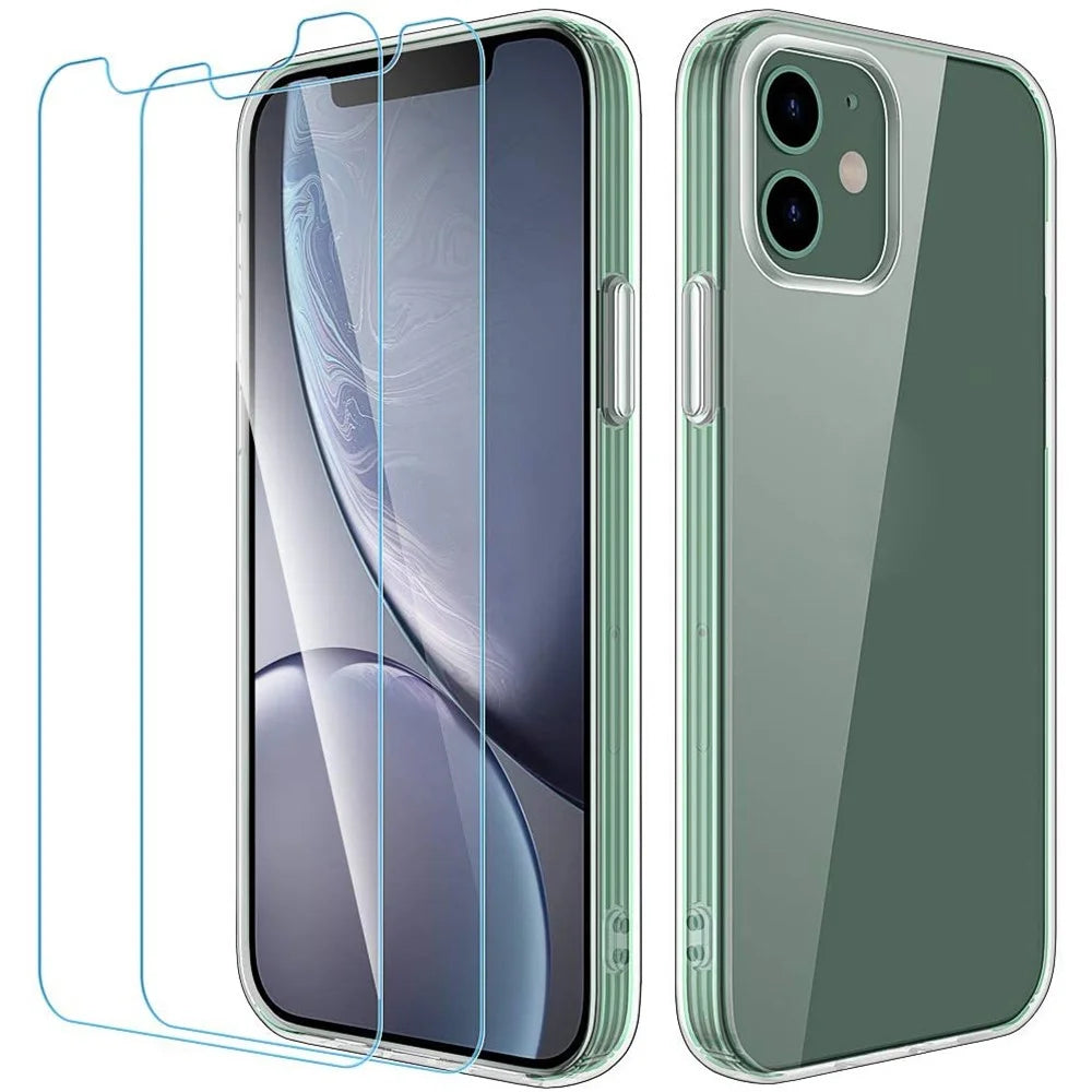 TPU Phone Case for iPhone 12/12 Pro Cover with Tempered Glass Screen Protector - 3