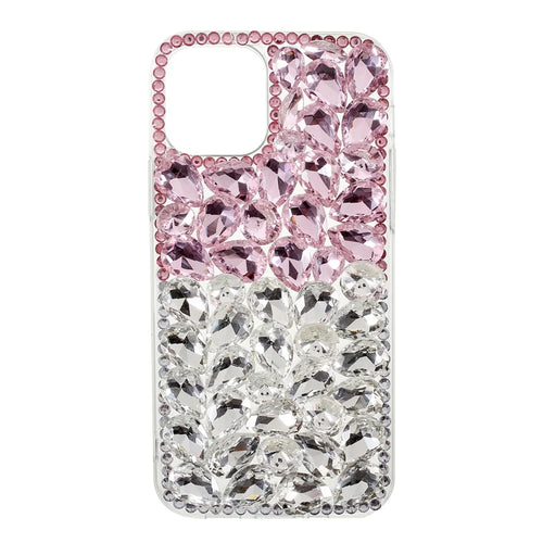 Diamond Sticking Crystal Pink+White Shell TPU Case for iPhone 12/12 Pro - 1