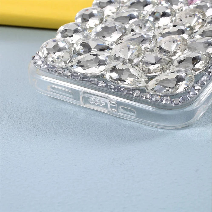 Diamond Sticking Crystal Pink+White Shell TPU Case for iPhone 12/12 Pro - 4